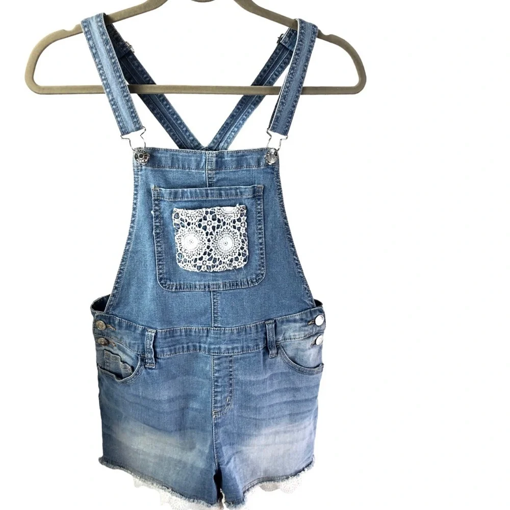 BTS Clothing Bundle Justice Overalls Shortalls 14/16 Lot of 2 Denim Jean